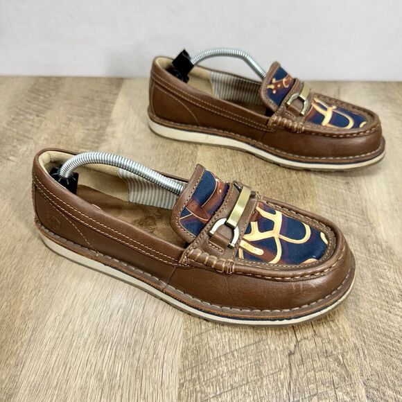 Ariat Ivy Cruisers Shoes Women’s 8 Brown Leather Metal Horse Bit Slip On Loafer - Picture 4 of 10